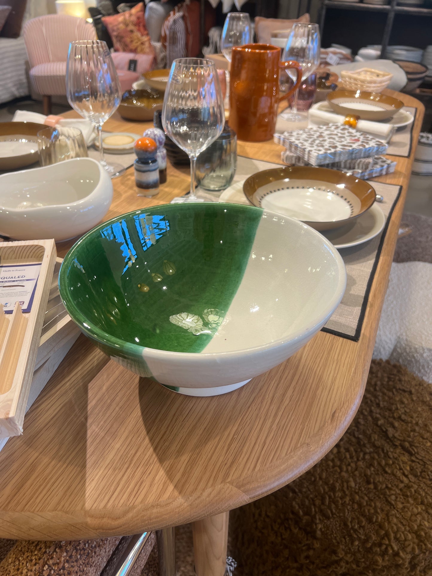Grand Saladier bicolore blanc/vert