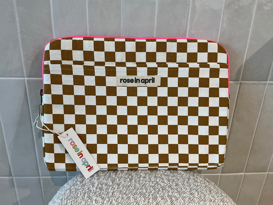 Pochette d’ordinateur damier Camel  Rose in April 13-15 pouces