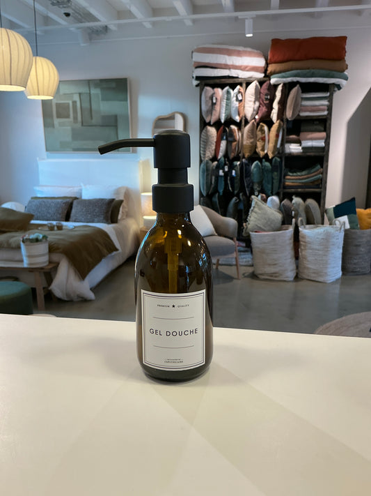 Flacon à pompe « gel douche » ambre