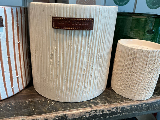 Bougie céramique striée white S