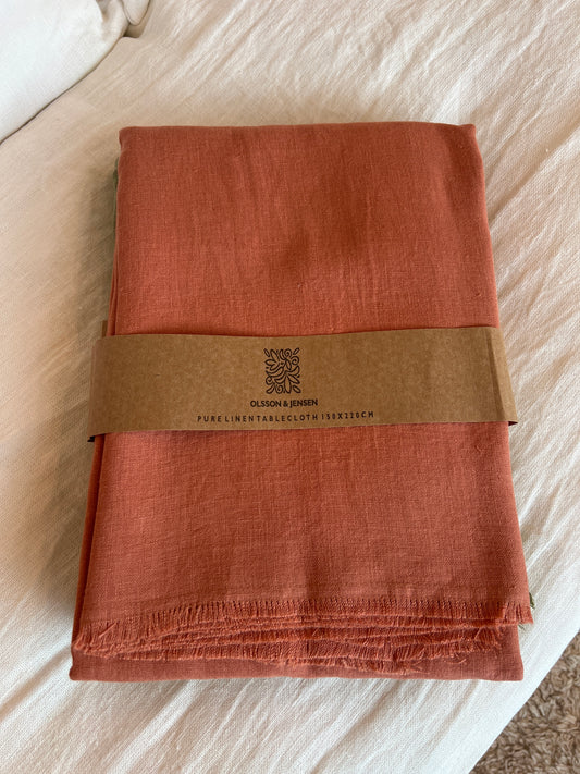 Grande nappe en lin corail