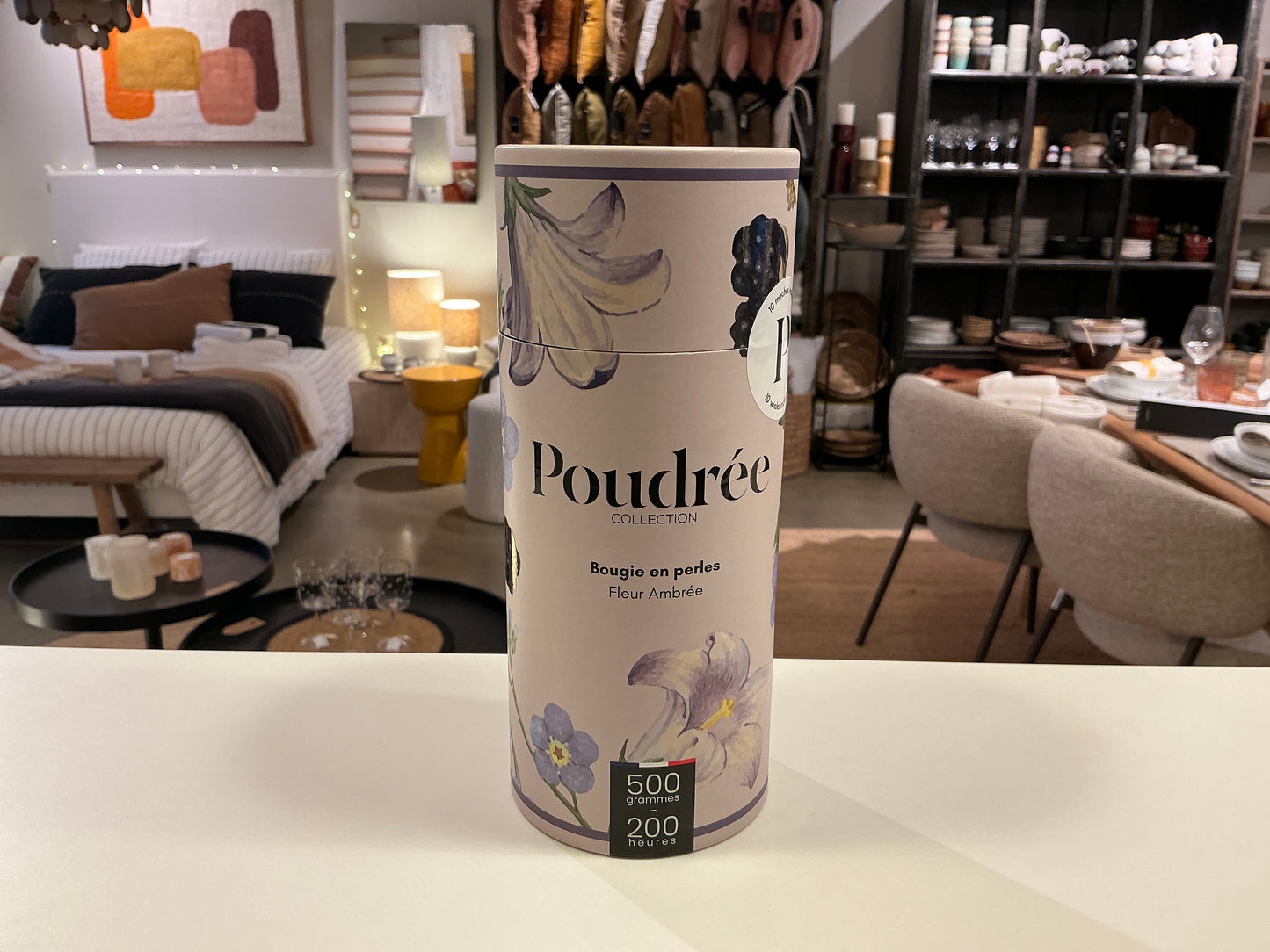 Bougie en perle Fleur ambrée Poudrée