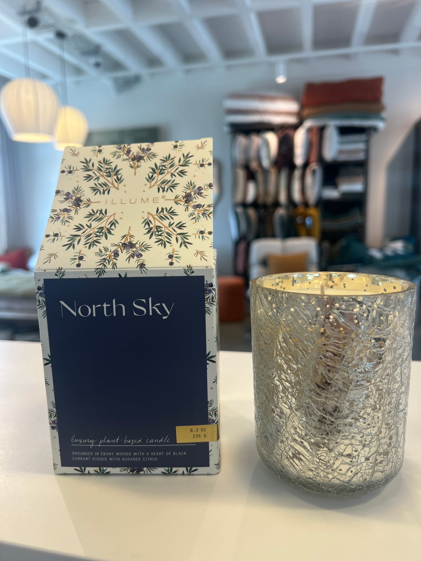 bougie north Sky  verre craquelé