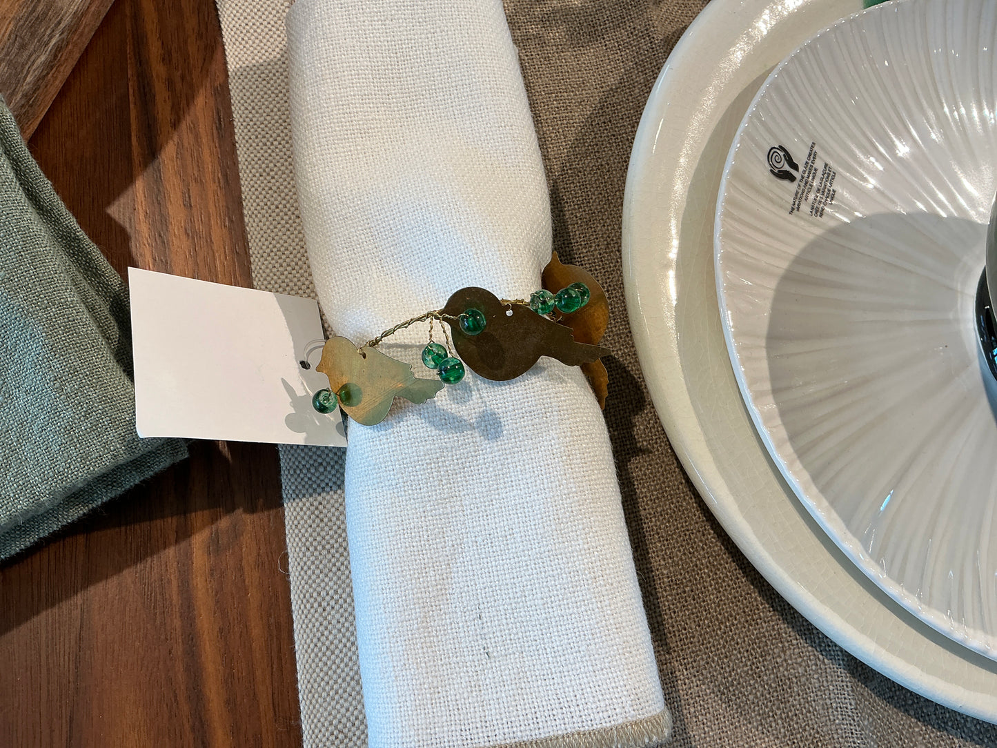 Ronds de serviette oiseaux laiton