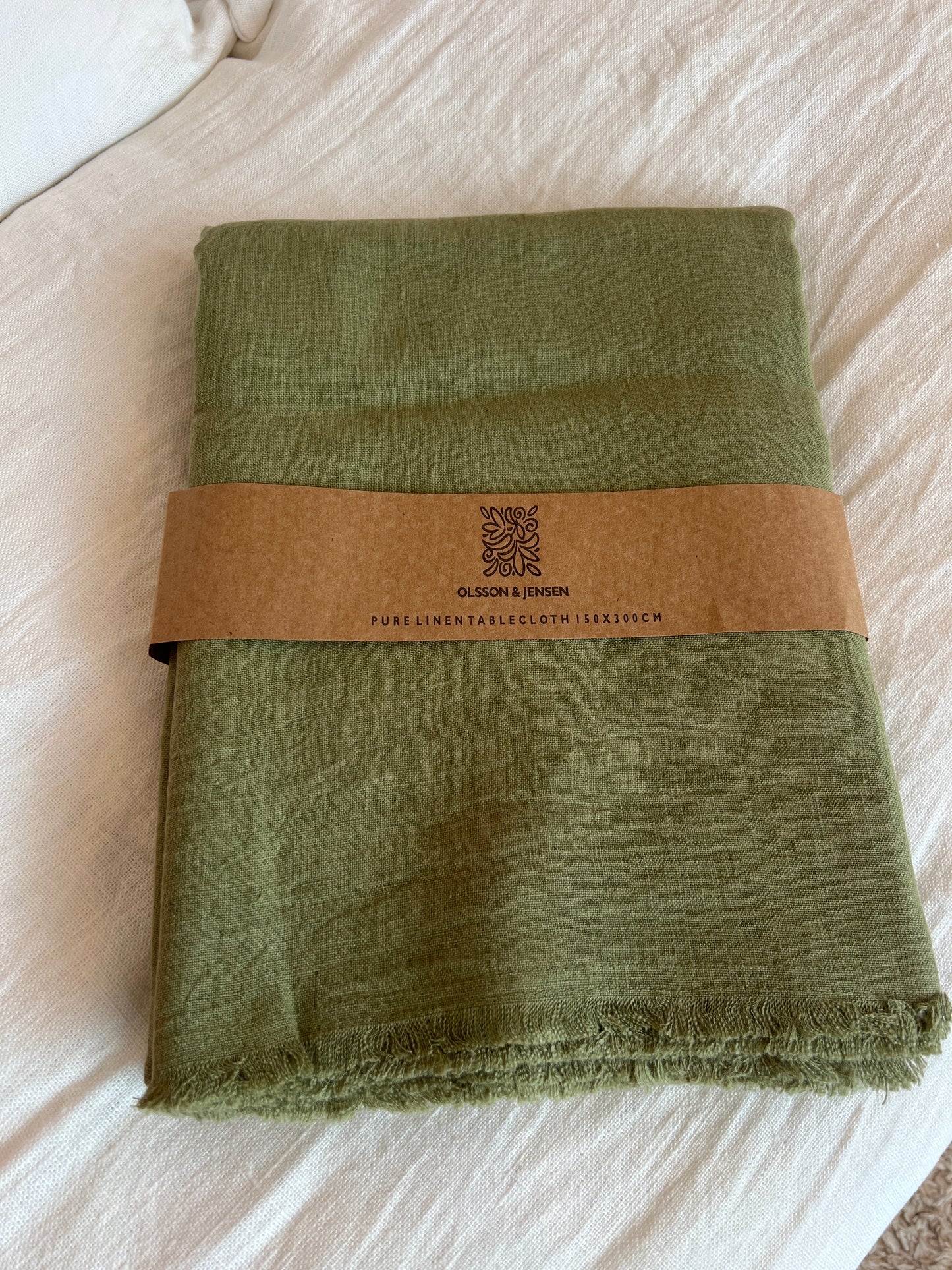 Grande nappe en lin vert