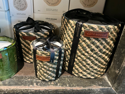 Bougie raphia cuir noria s
