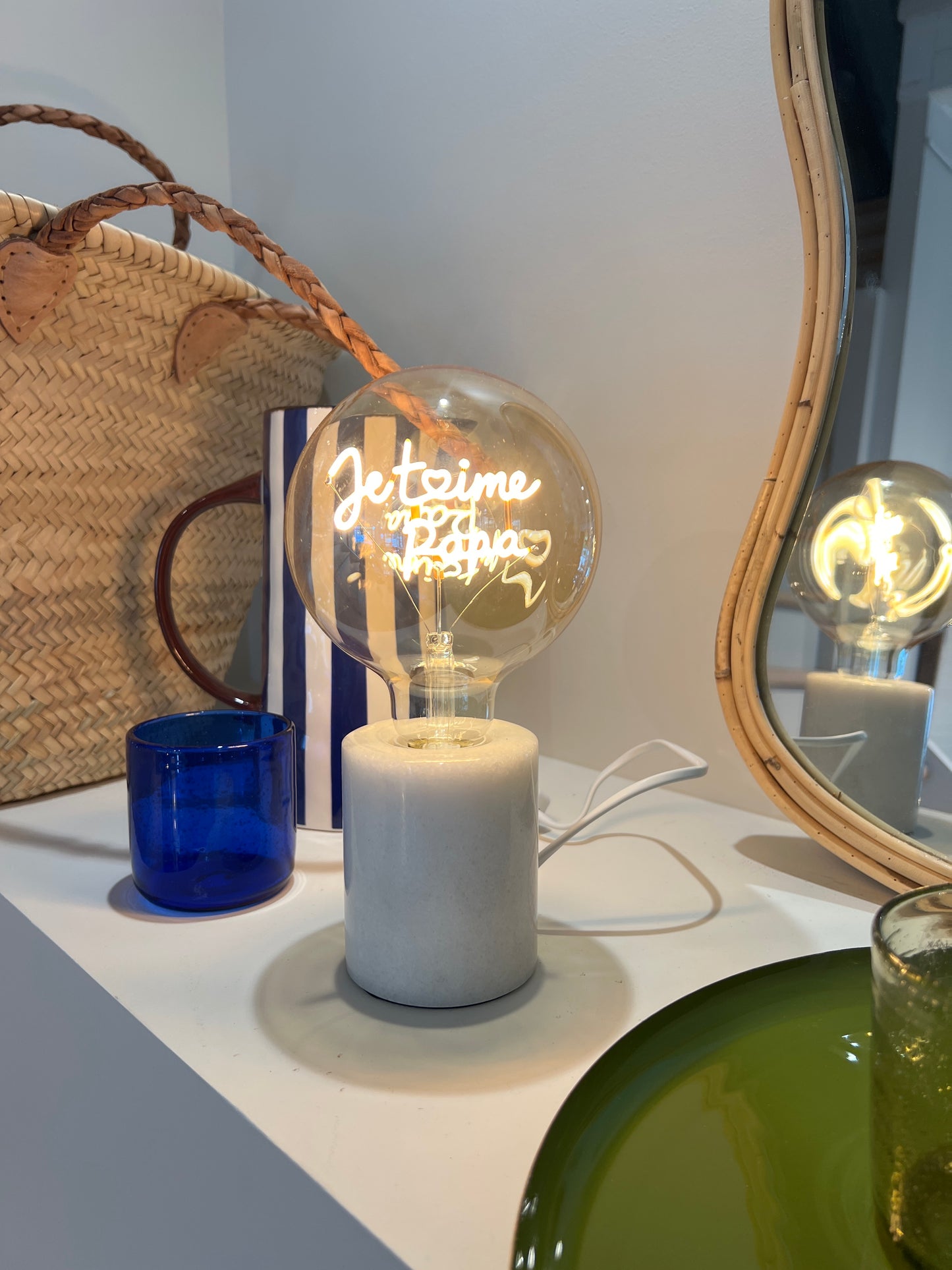 Lampe marbre je t’aime papa