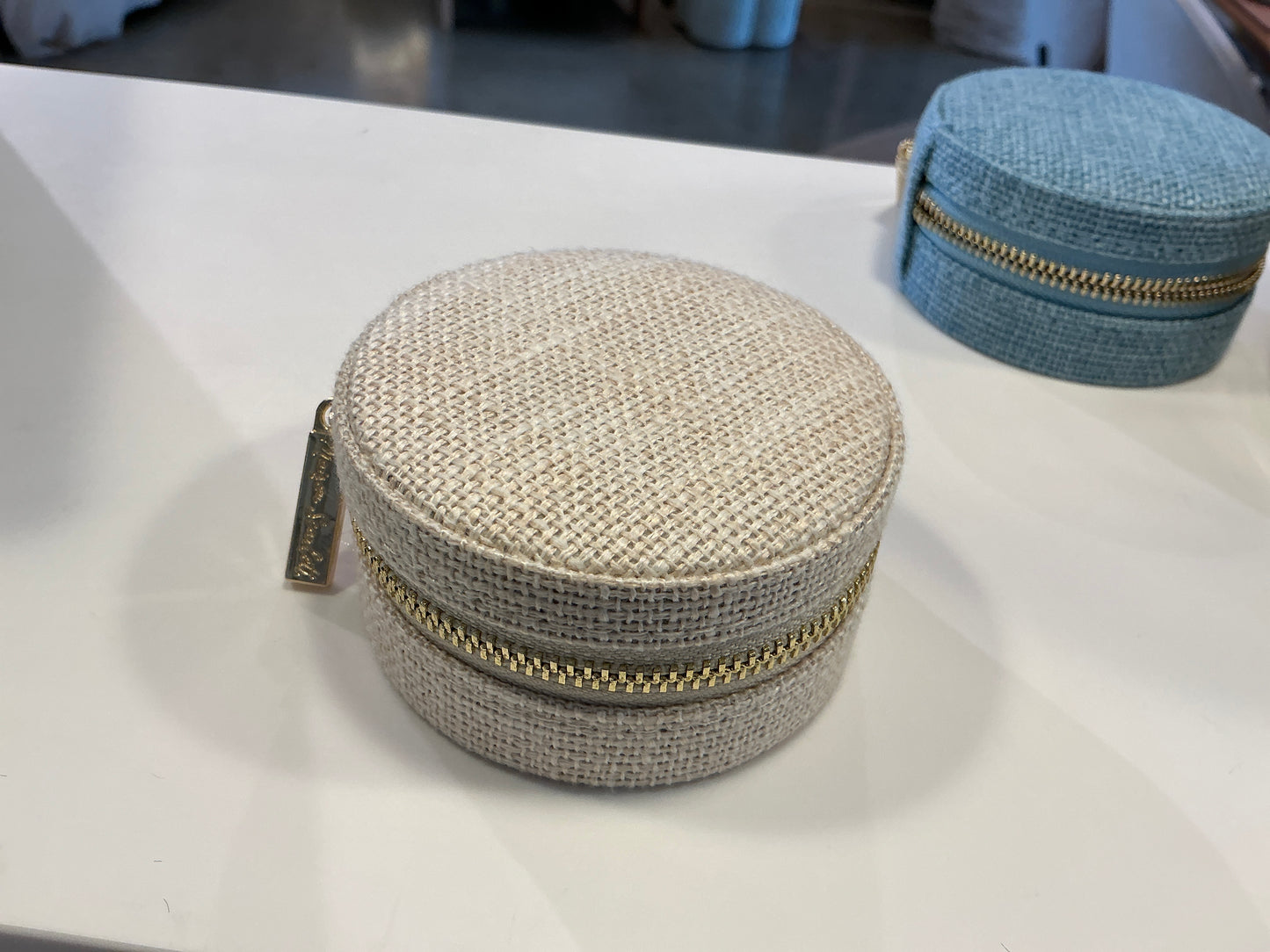BOITE À BIJOUX RONDE YVONNE lin beige
