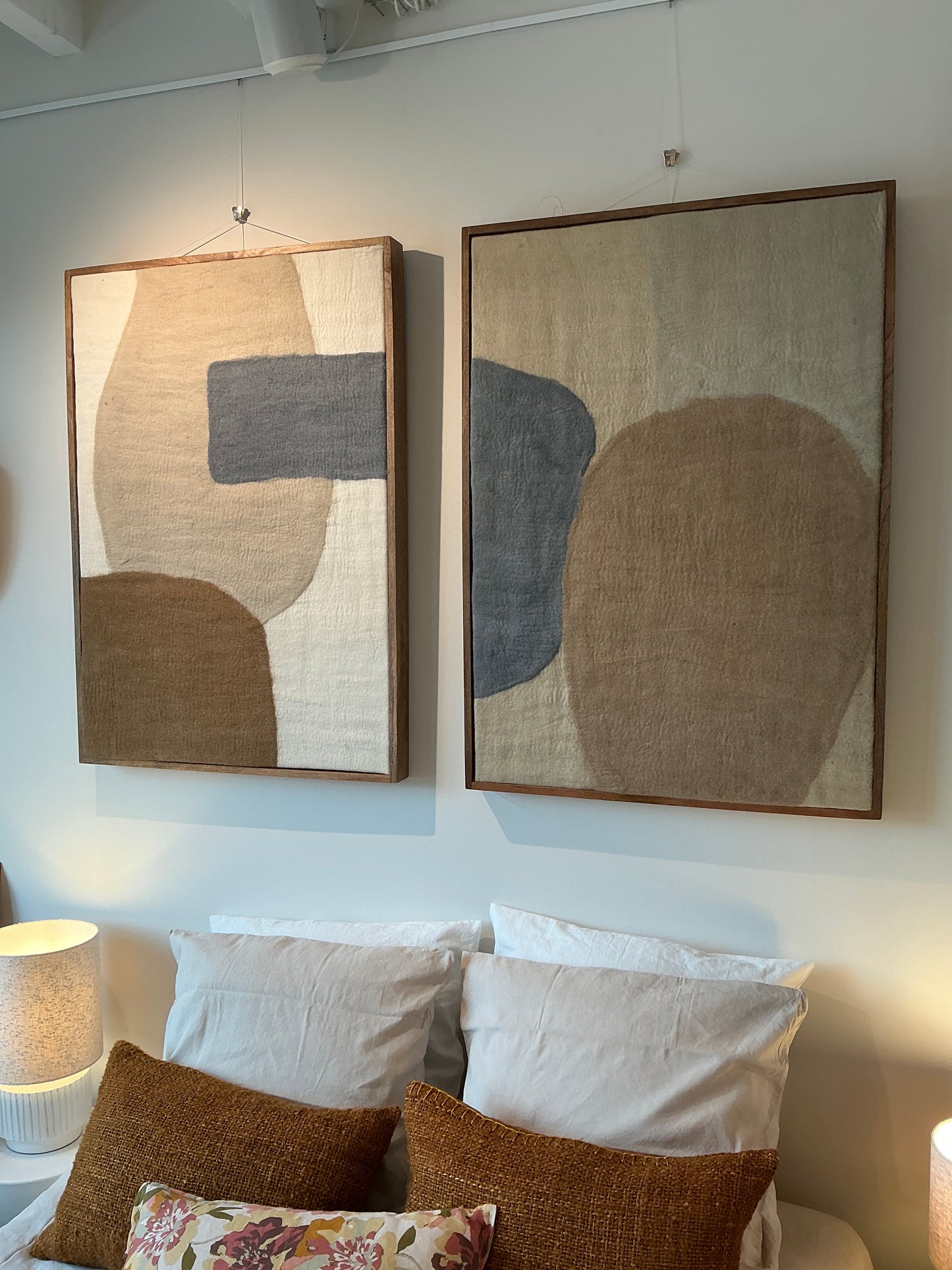 Toile Wooly beige et gris V1