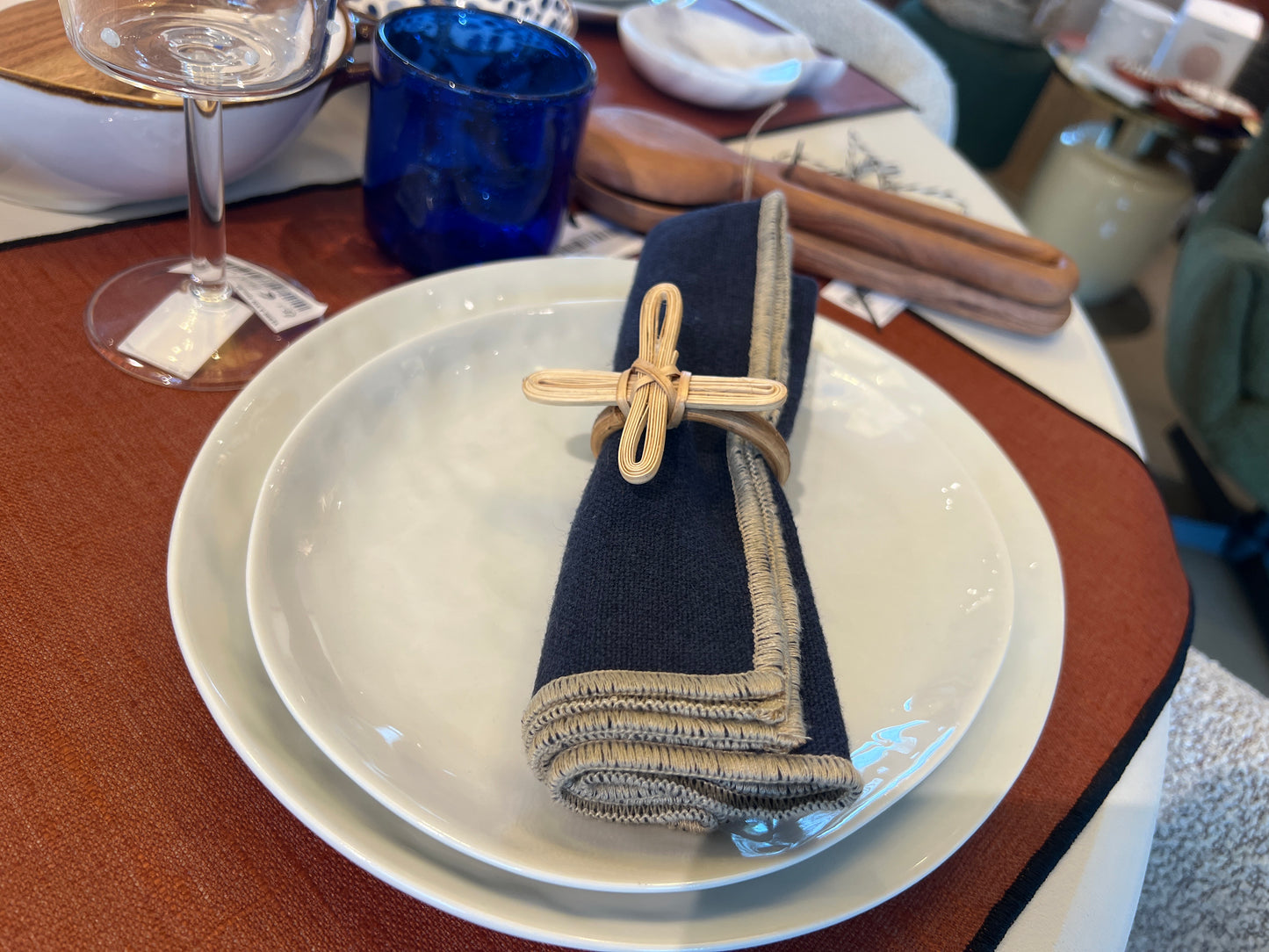 Rond de serviette fleur en osier (par 6)