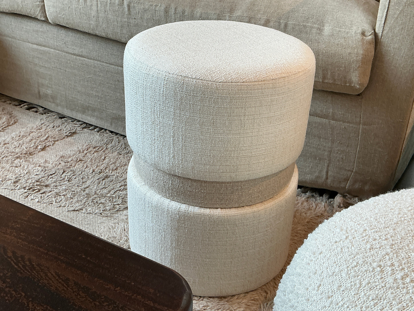 Pouf crème et beige