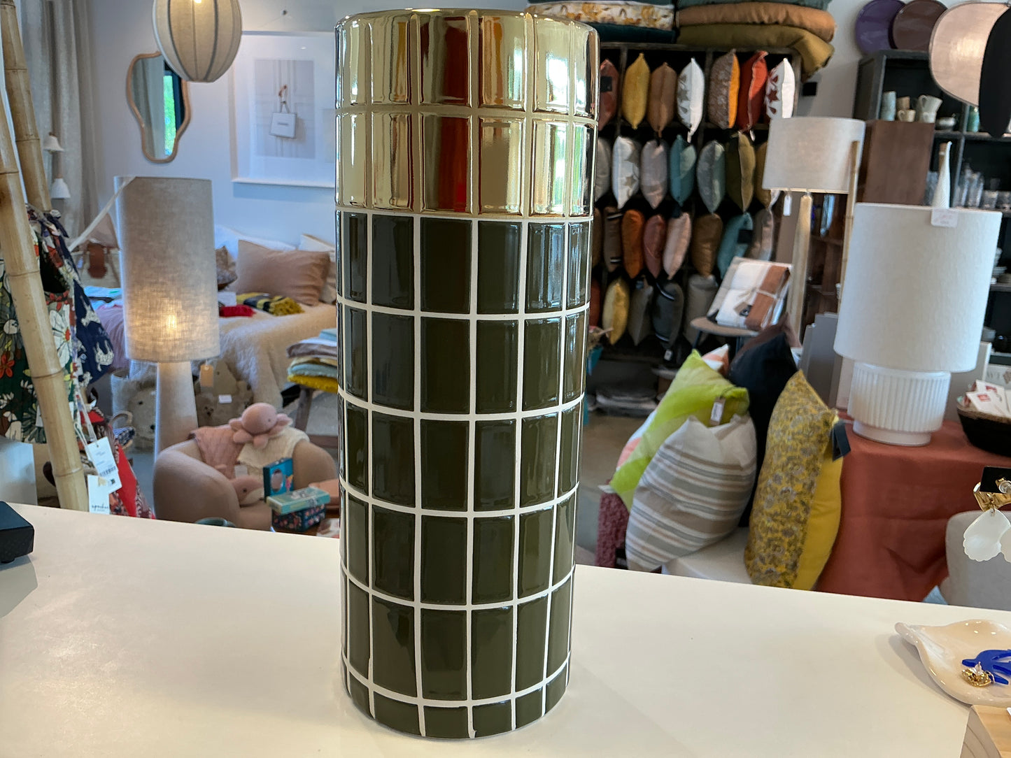 VASE CYLINDRE H 30 CM KAKI