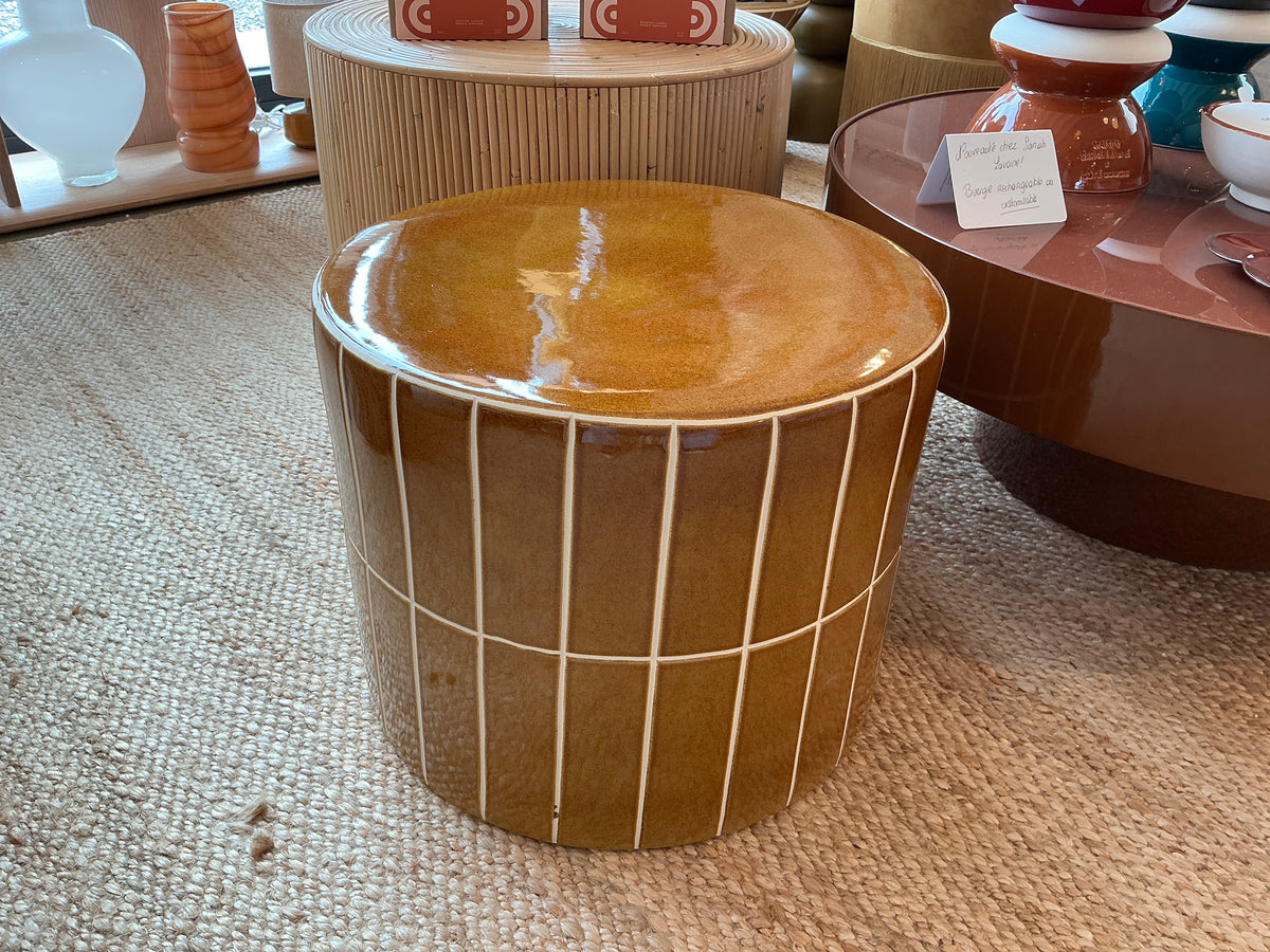 TABLE BASSE CARREAUX RONDE OCRE