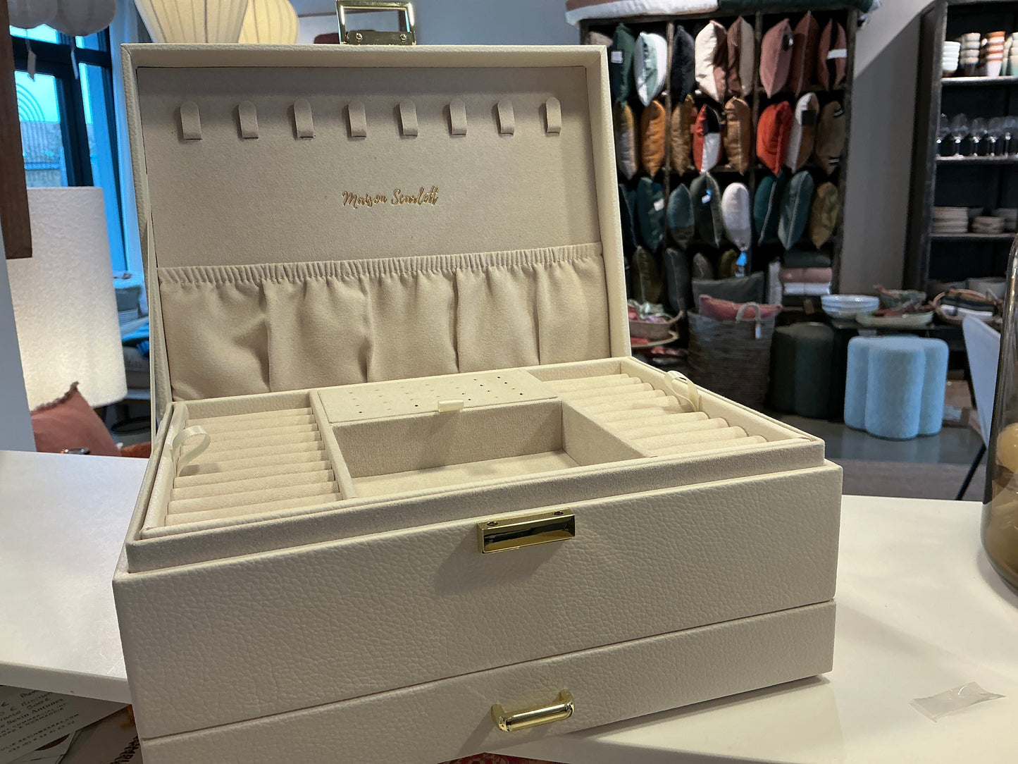 BOITE A BIJOUX DENISE BLANCHE SIMILI CUIR