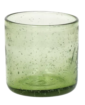 VERRE A EAU POMAX EN VERRE BULLE COULEUR OLIVE (PAR 6)