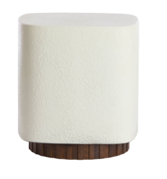 TABLE D'APPOINT CREME ET BOIS BRUN CARREE ANGLES ARRONDIS GM
