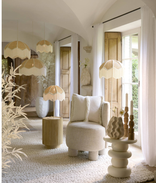 SUSPENSION RAPHIA ART DÉCO L