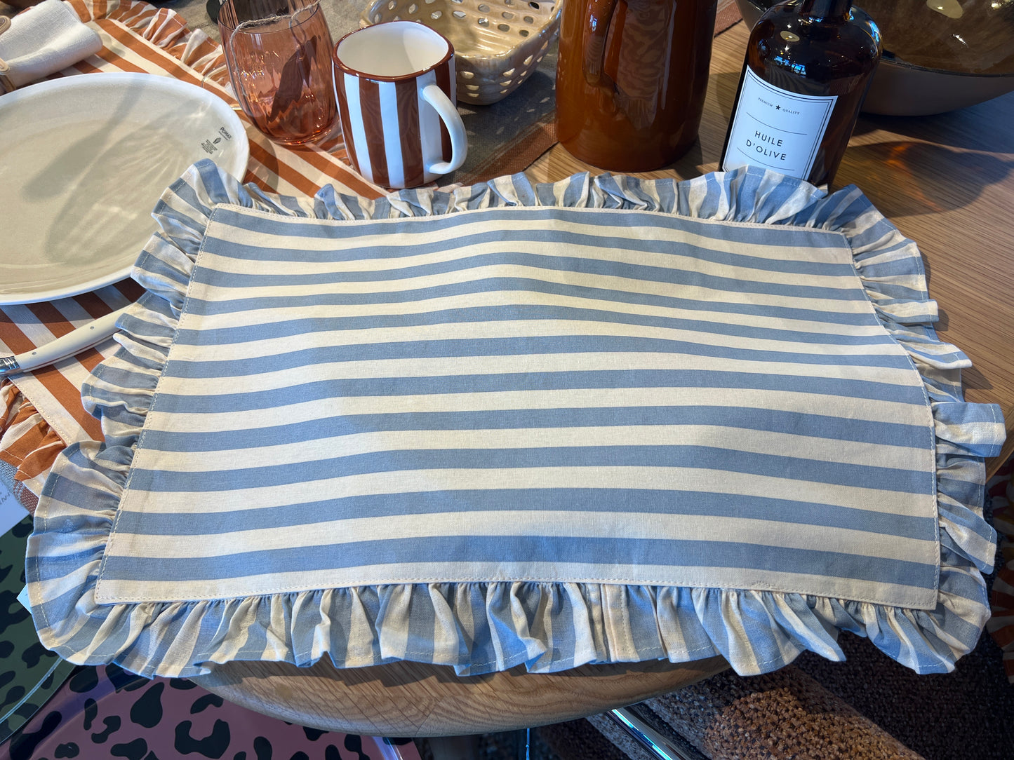 Set de table bleu/blanc