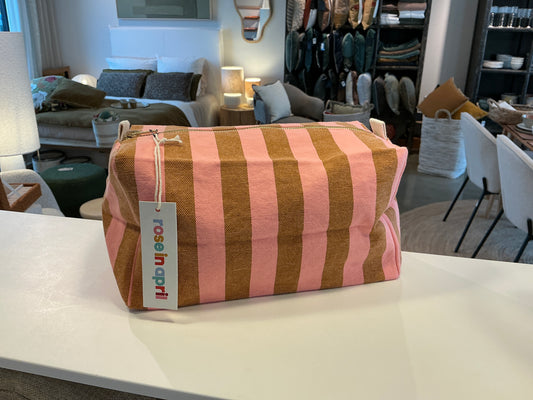 Trousse de Toilette rayé caramel/strawberry Rose in April