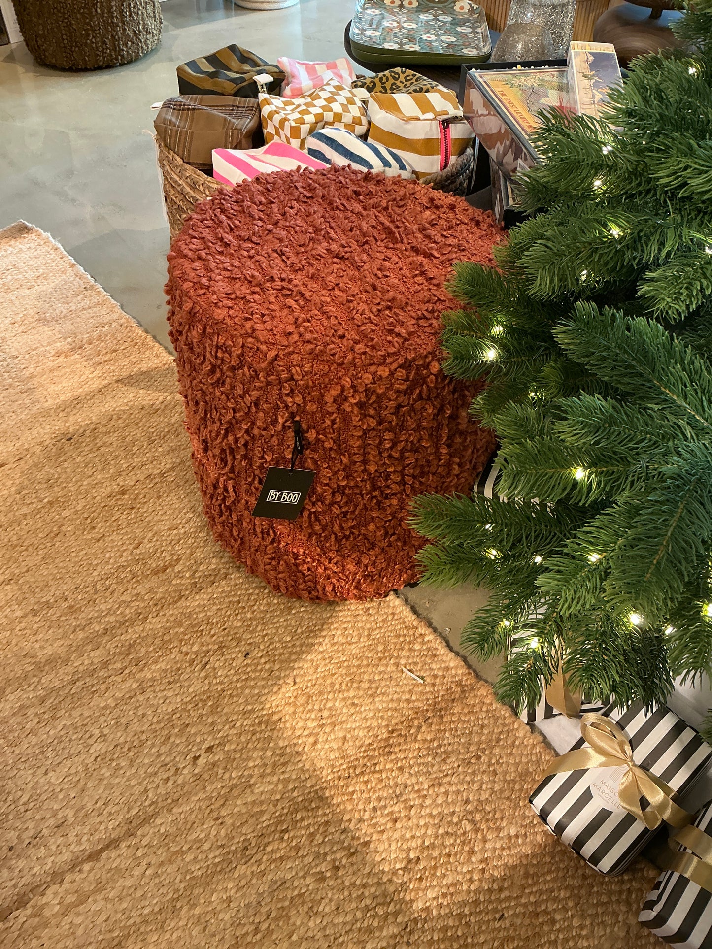 Pouf large bouclette terracotta