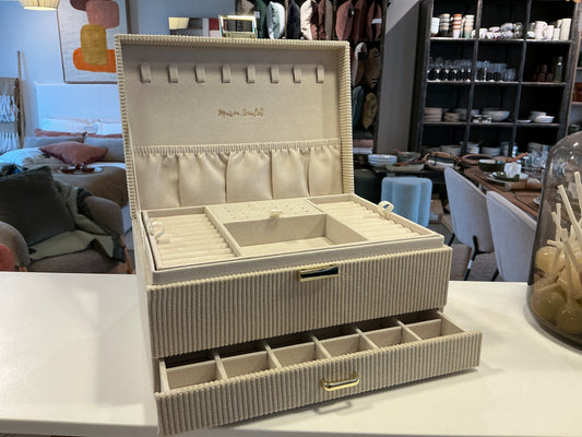 BOITE A BIJOUX DENISE BEIGE VELOURS CÔTELÉ