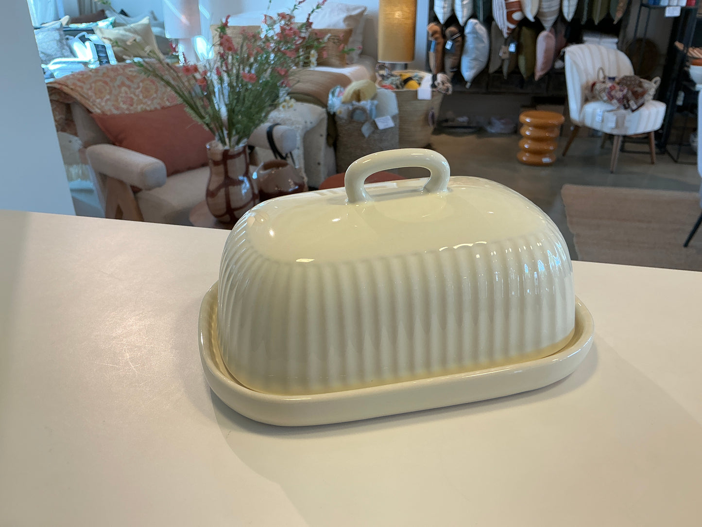 Beurrier céralmique blanche
