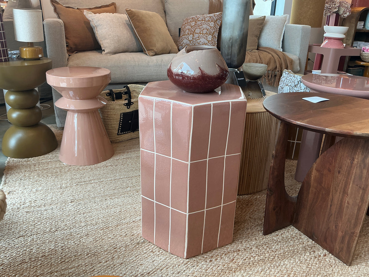 Table d’appoint céramique vieux rose