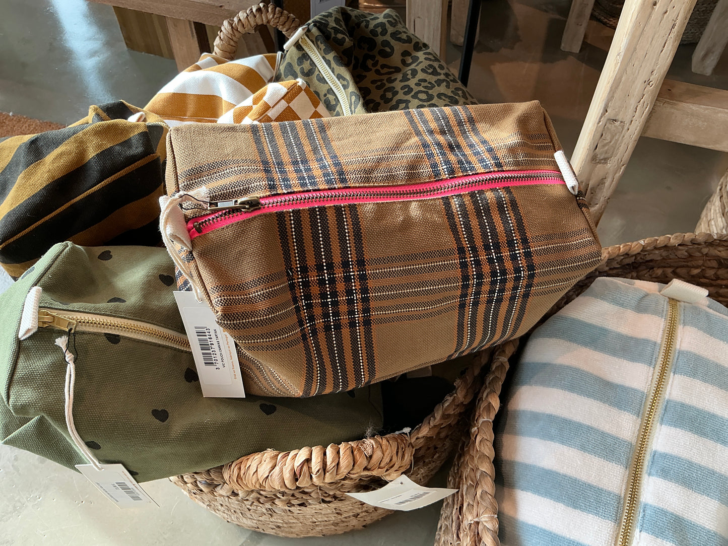 Trousse de Toilette rayé tartan Rose in April
