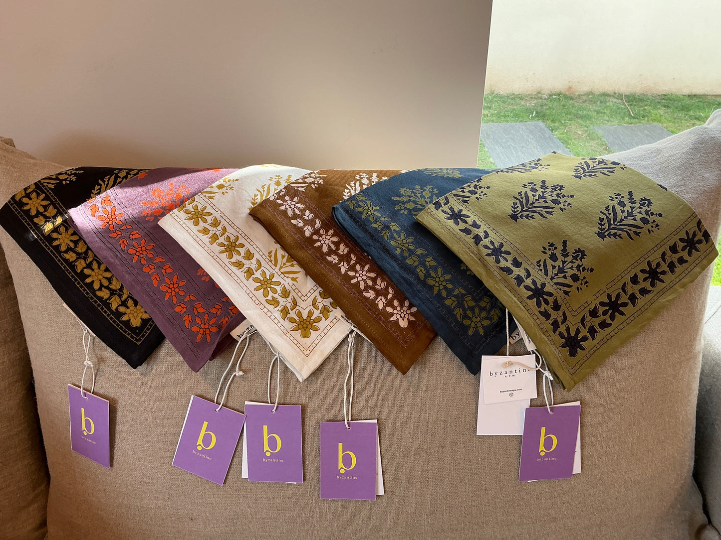 Petit foulard Galatie marine Byzantine