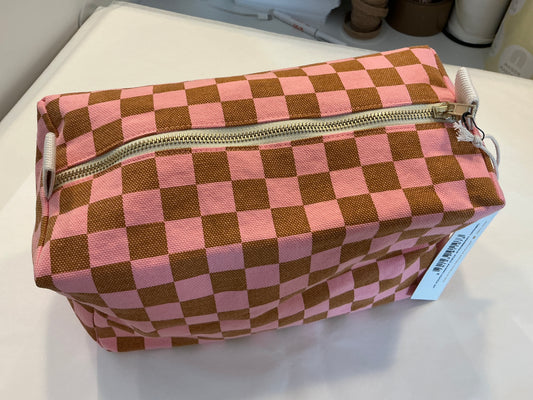 Trousse de Toilette damier caramel/strawberry Rose in April