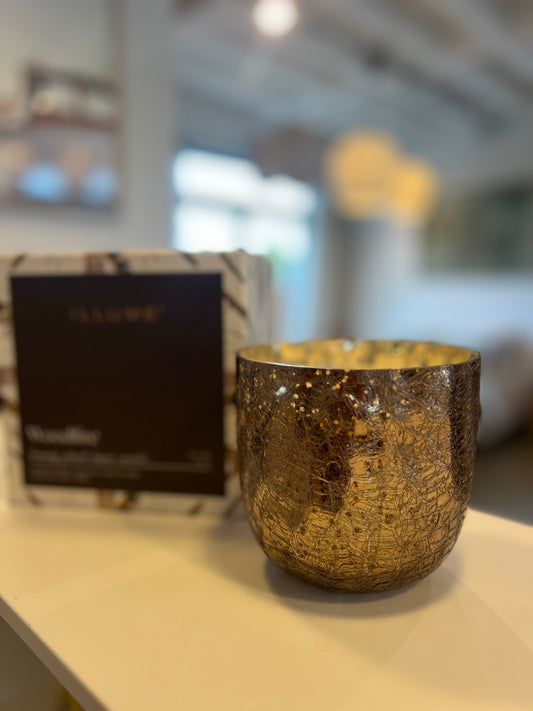 Grande bougie woodfire  verre craquelé