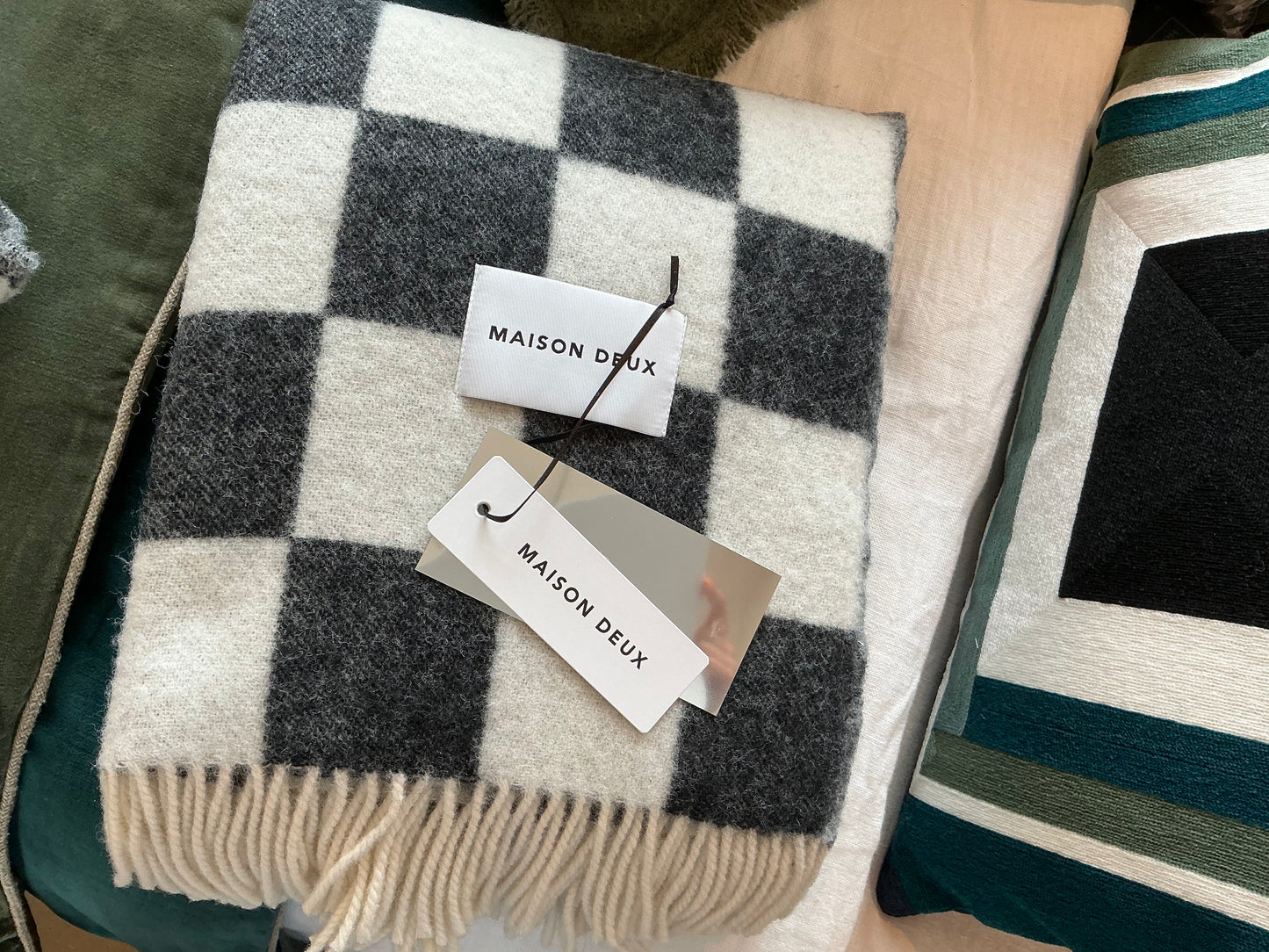 Plaid Checkerboard Blanket XL Black White 130 X 260