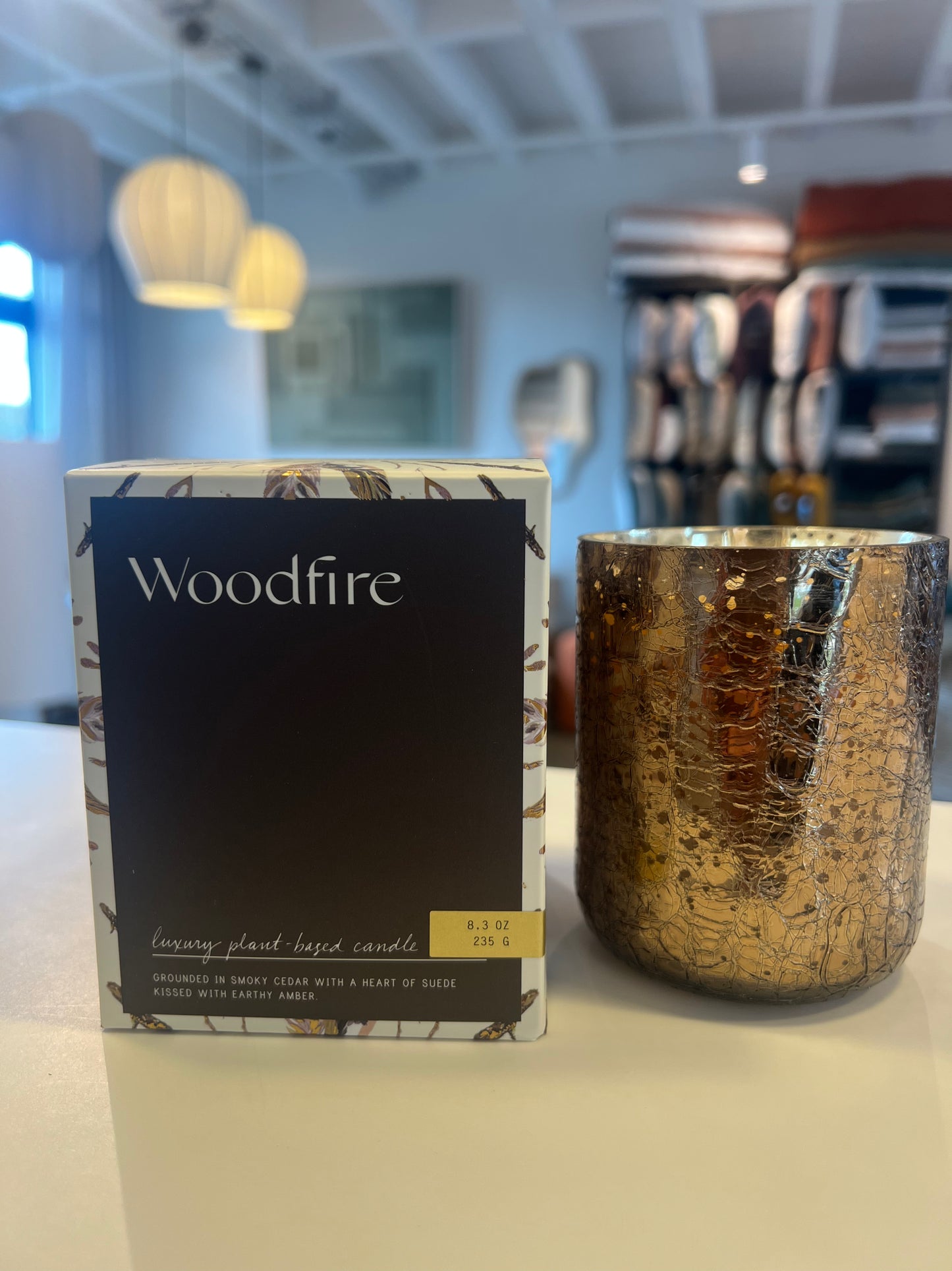 bougie woodfire verre craquelé