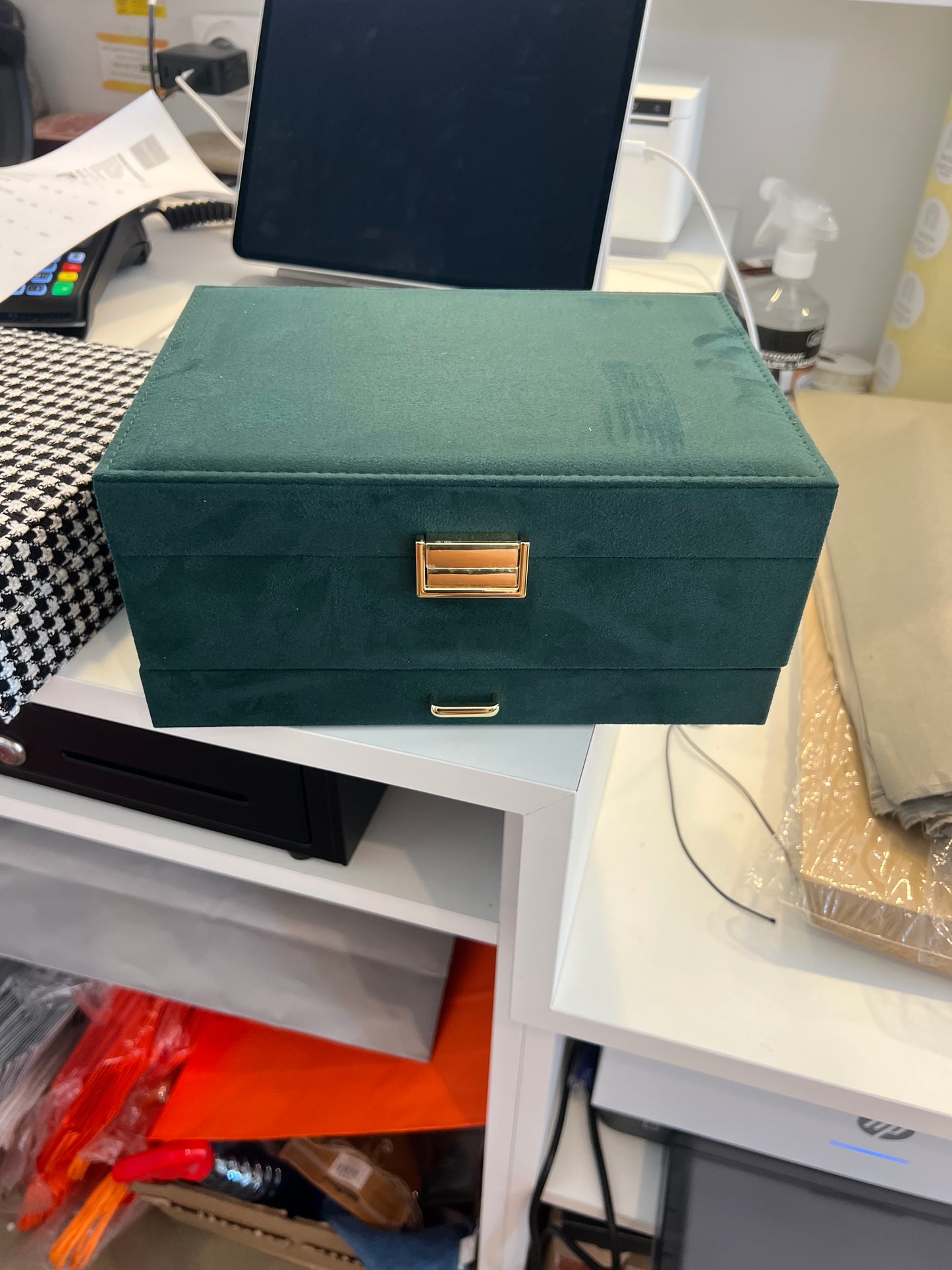 BOITE A BIJOUX DENISE VELOUR vert