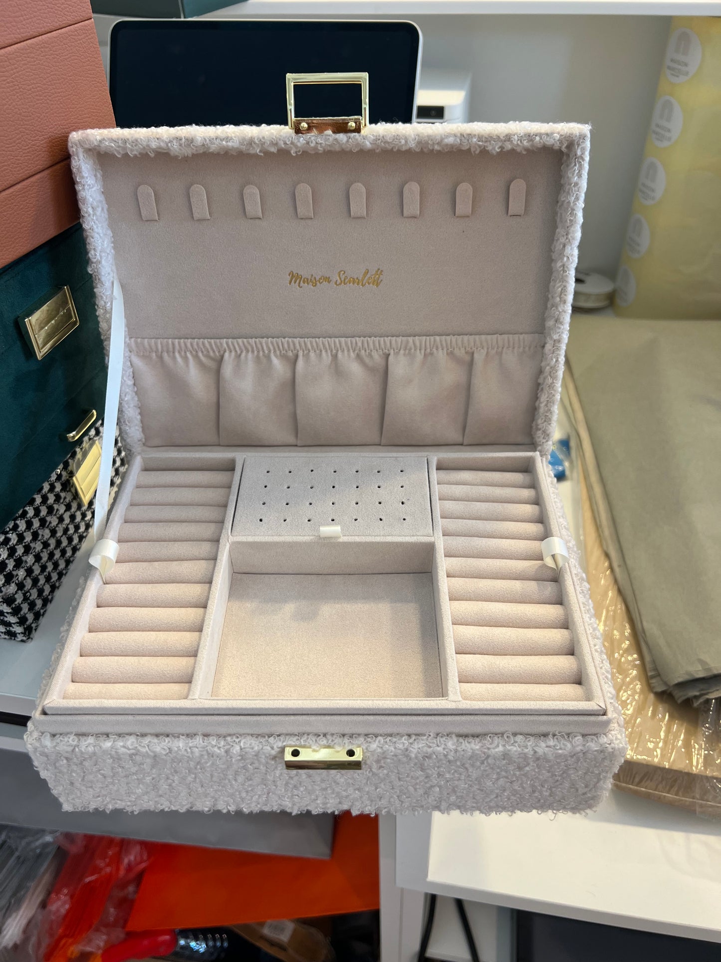 BOITE A BIJOUX ANNE EN LIN BEIGE