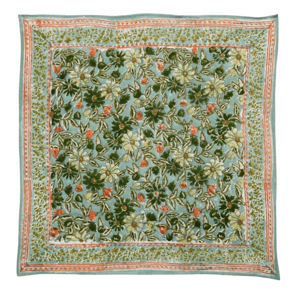 FOULARD IMPRIME Fleurs indiennes Bleu vert