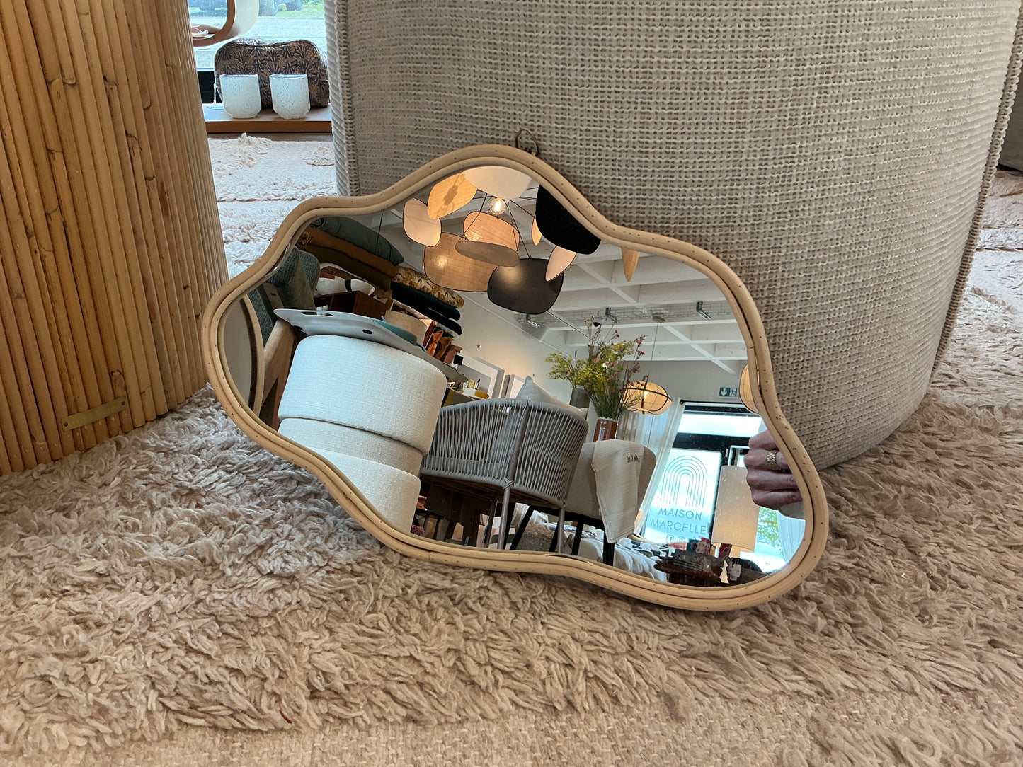 Miroir nuage rotin