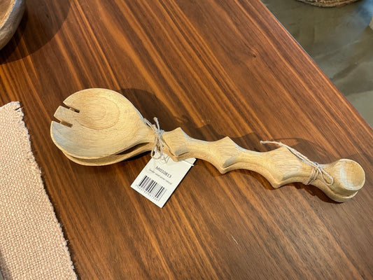 Couverts à salade en bois clair