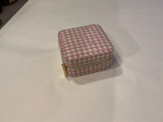 Boîte à bijoux Corinne Pied-de-poule Rose