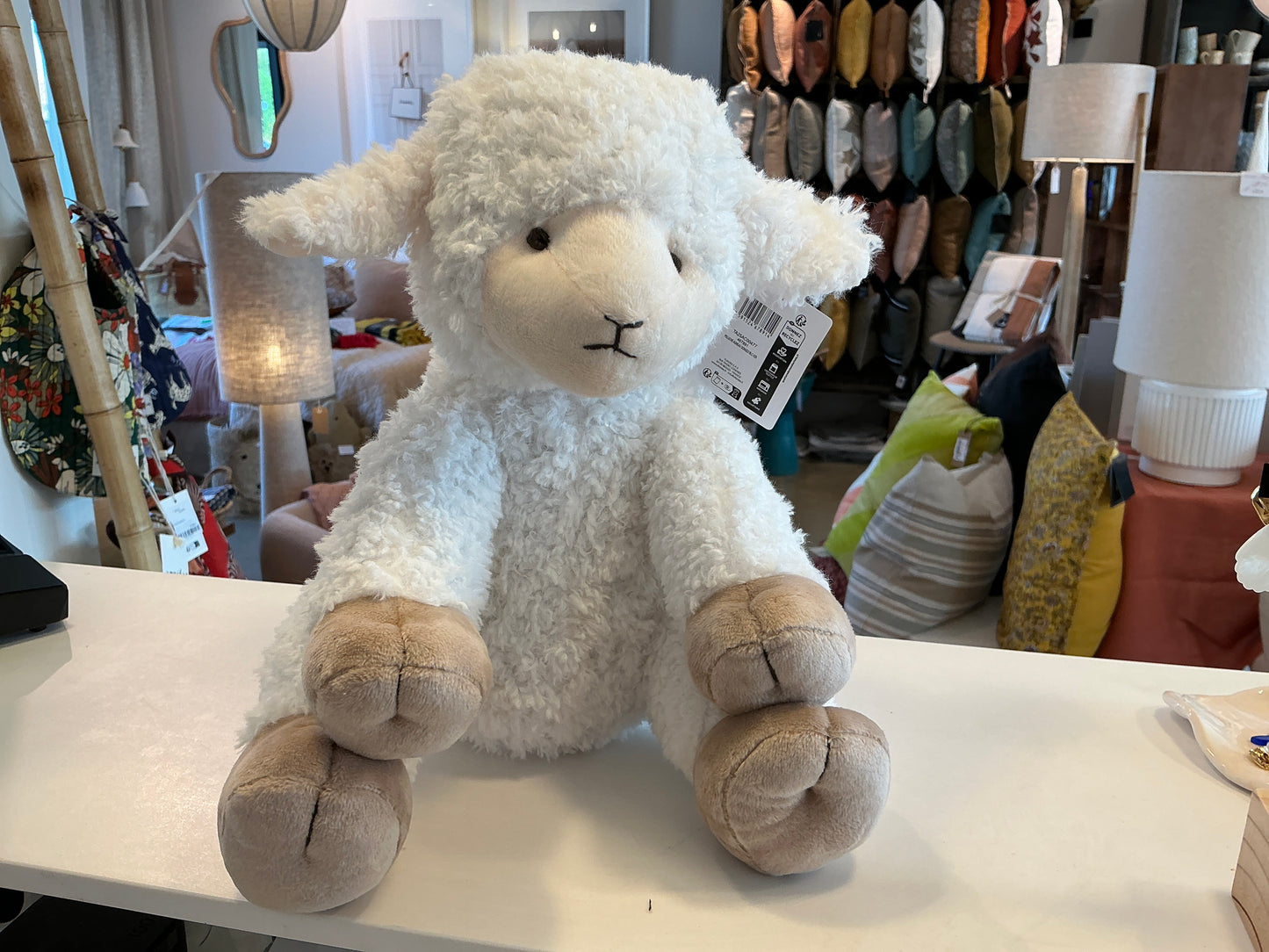 Peluche AGNEAU BLANCHE HAUTEUR 25 CM