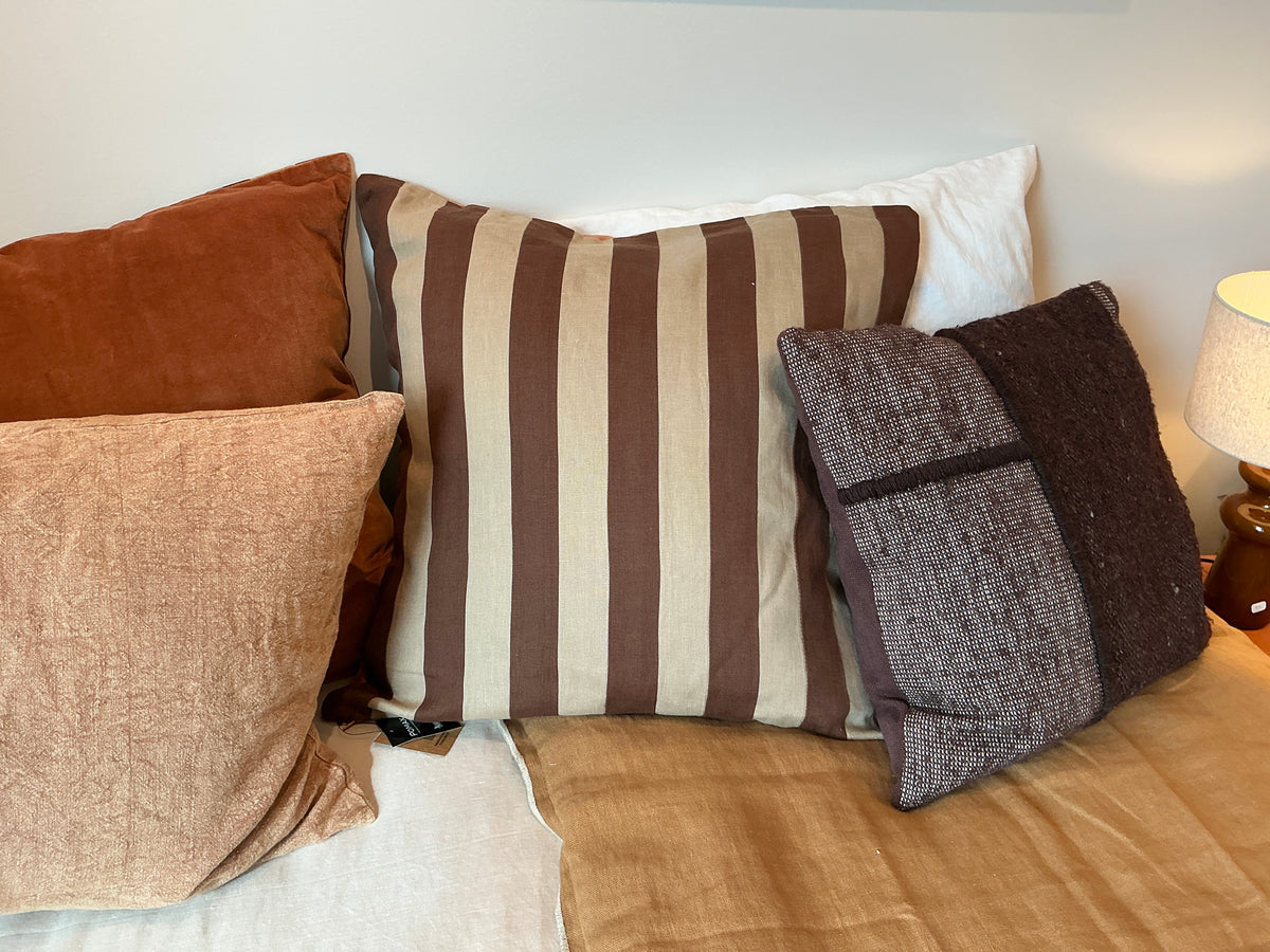 Grand coussin wildlife lin/velours chocolat