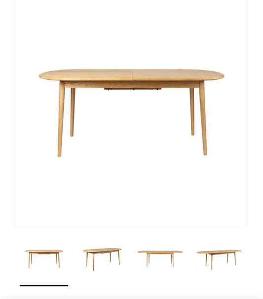 Table ovale chêne avec rallonges intégrées