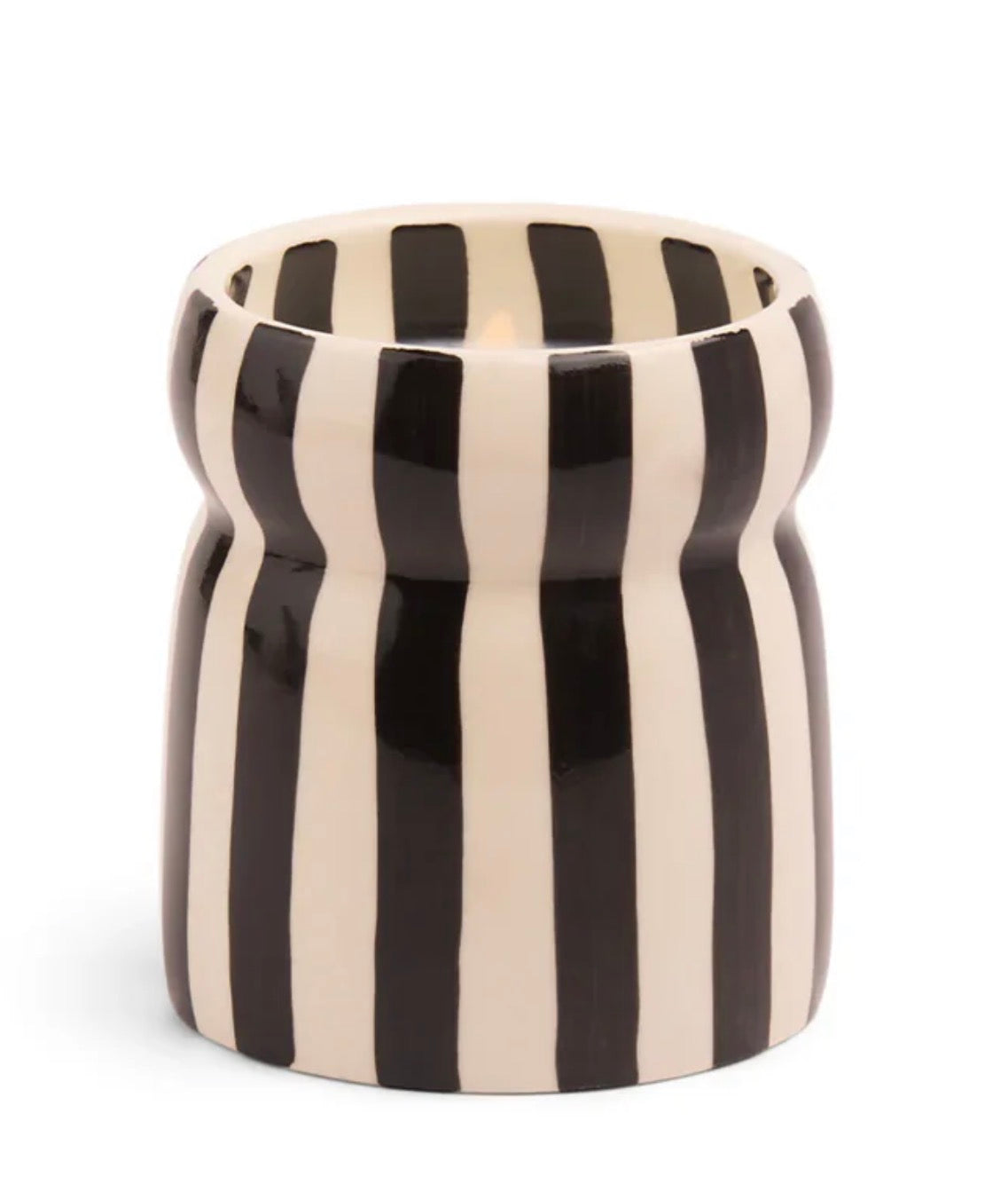 BOUGIE EN CERAMIQUE RAYEE NOIRE LAVA STONE