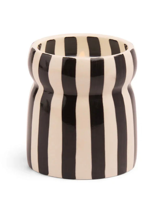 BOUGIE EN CERAMIQUE RAYEE NOIRE LAVA STONE