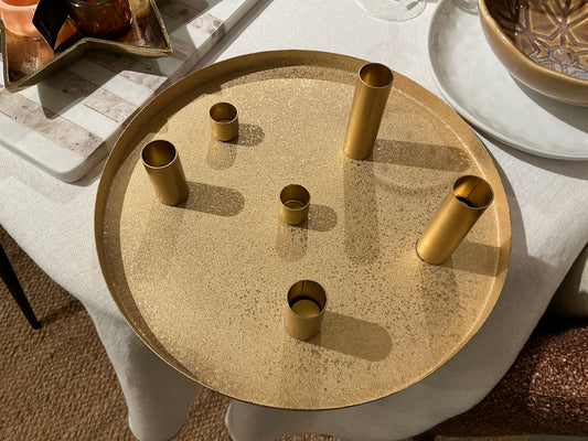 Plateau doré avec 6 bougeoirs aimantés
