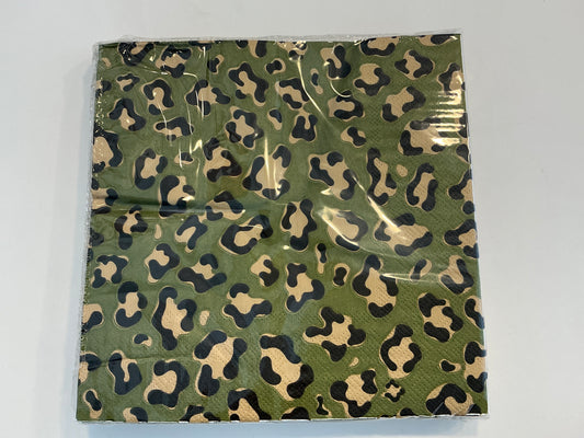 SERVIETTE EN PAPIER LEOPARD kaki