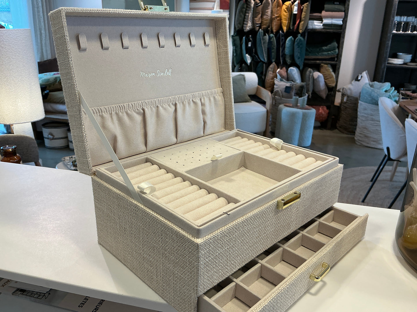 BOITE A BIJOUX DENISE lin beige