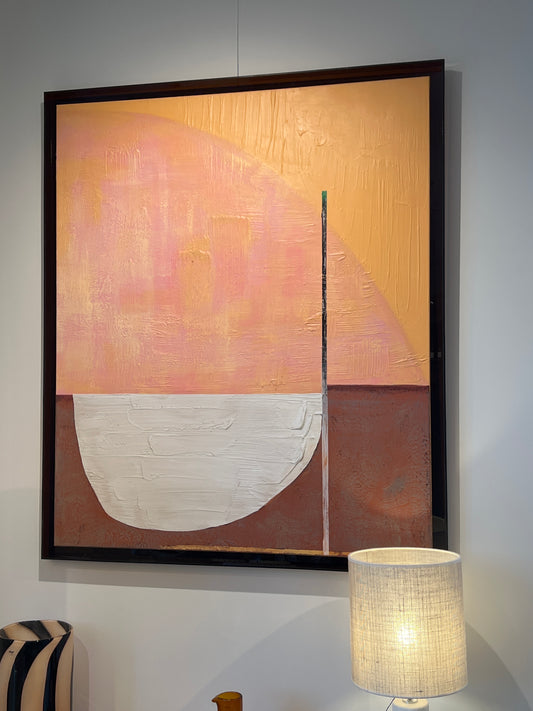 PEINTURE ABSTRAITE HK ROSE ET BRIQUE