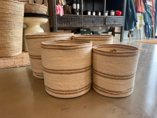 PANIER JUTE naturel et BLANC