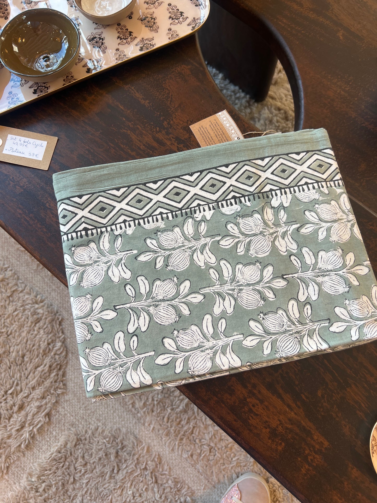 Nappe olive block print